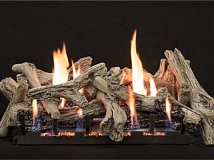 Driftwood Burncrete® Log Set shown with Vent-Free Slope Glaze Burner System