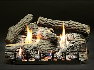 Super Stacked Wildwood Refractory Log Set shown with Vent-Free Slope Glaze Burner